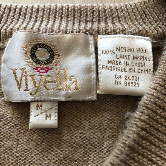 Vintage Viyella Merino Wool V Neck Sweater in Beige Men’s Size M - Picture 6 of 9